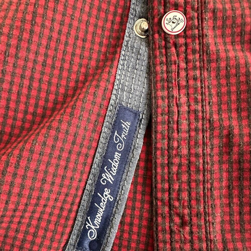Robert Graham Tailored Fit Red Blue Check Long Sleeve Button Up Shirt Christmas - Picture 4 of 11